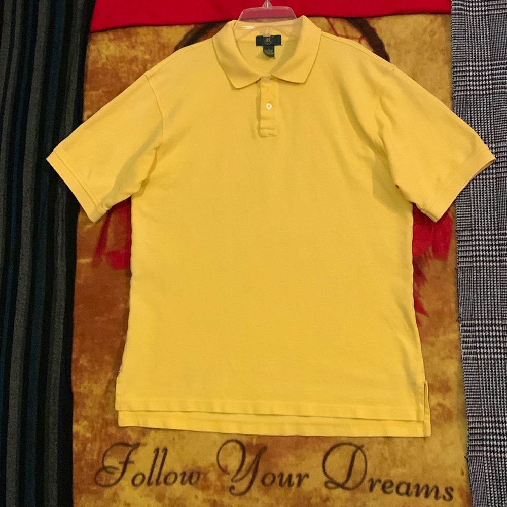 CLUB ROOM-men’s yellow cotton short sleeve button polo shirt